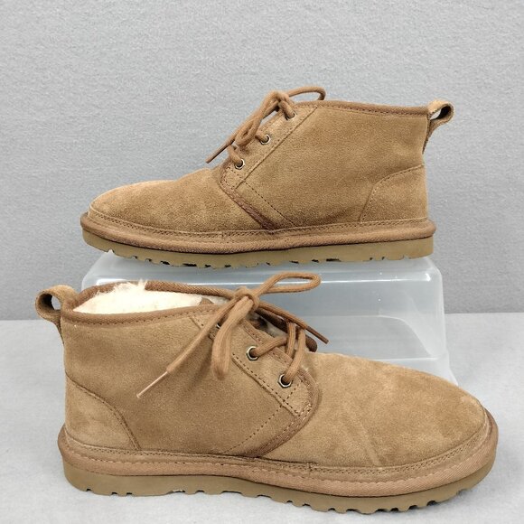 Ugg Neumel 3236 Men's Chukka Boots Size 9 Chestnut Suede Lace Up Shearling Lined - Picture 2 of 8